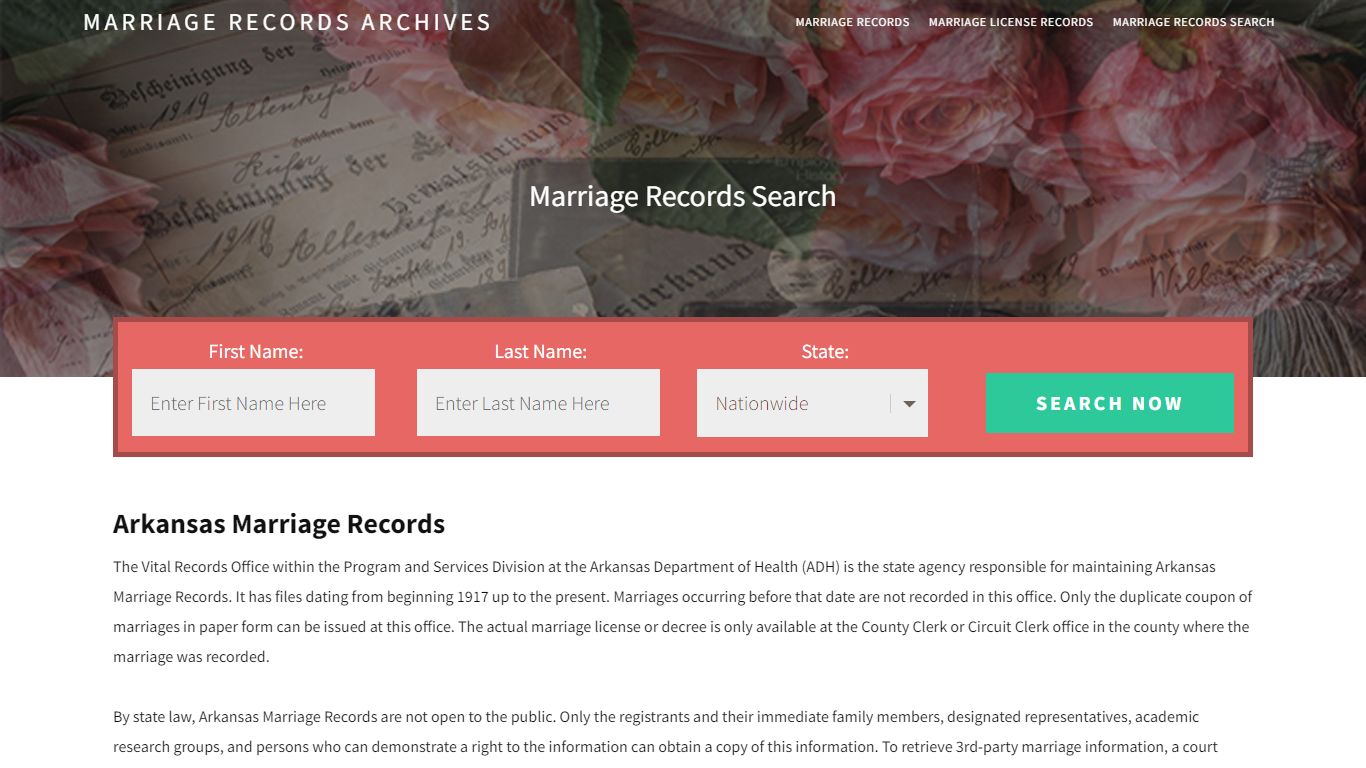 Arkansas Marriage Records | Enter Name and Search | 14 Days Free